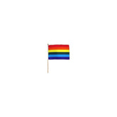 PRIDE RAINBOW FLAG W/STICK (12 IN x 18 IN) - SML